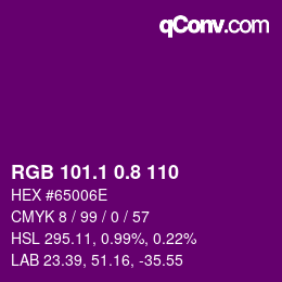 カラーコード: RGB 101.1 0.8 110 | qconv.com
