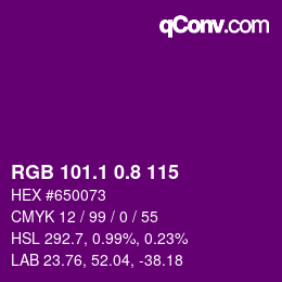 カラーコード: RGB 101.1 0.8 115 | qconv.com