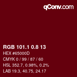 カラーコード: RGB 101.1 0.8 13 | qconv.com
