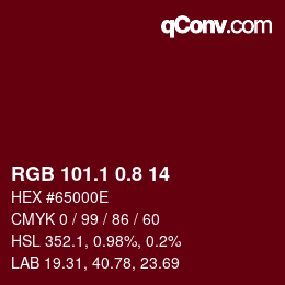 カラーコード: RGB 101.1 0.8 14 | qconv.com