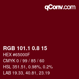 Código de color: RGB 101.1 0.8 15 | qconv.com