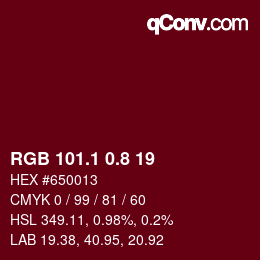 カラーコード: RGB 101.1 0.8 19 | qconv.com