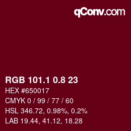 カラーコード: RGB 101.1 0.8 23 | qconv.com