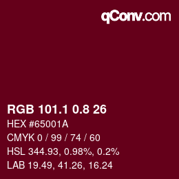 カラーコード: RGB 101.1 0.8 26 | qconv.com