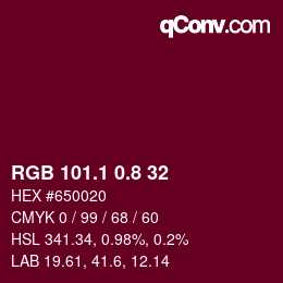 カラーコード: RGB 101.1 0.8 32 | qconv.com