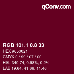 カラーコード: RGB 101.1 0.8 33 | qconv.com