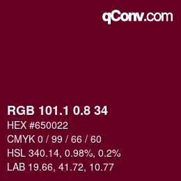 カラーコード: RGB 101.1 0.8 34 | qconv.com