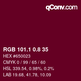 カラーコード: RGB 101.1 0.8 35 | qconv.com