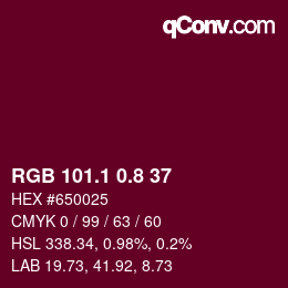 カラーコード: RGB 101.1 0.8 37 | qconv.com