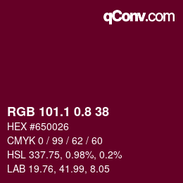 カラーコード: RGB 101.1 0.8 38 | qconv.com