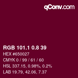 カラーコード: RGB 101.1 0.8 39 | qconv.com