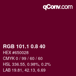 カラーコード: RGB 101.1 0.8 40 | qconv.com