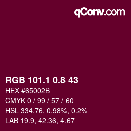カラーコード: RGB 101.1 0.8 43 | qconv.com