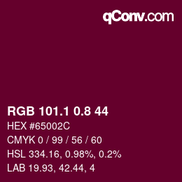 カラーコード: RGB 101.1 0.8 44 | qconv.com
