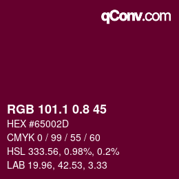 カラーコード: RGB 101.1 0.8 45 | qconv.com
