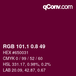 カラーコード: RGB 101.1 0.8 49 | qconv.com