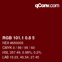 カラーコード: RGB 101.1 0.8 5 | qconv.com