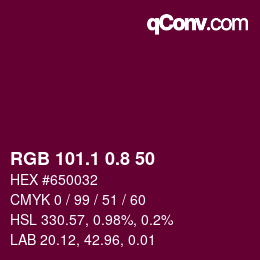 カラーコード: RGB 101.1 0.8 50 | qconv.com