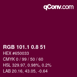 カラーコード: RGB 101.1 0.8 51 | qconv.com