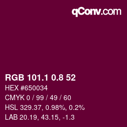 カラーコード: RGB 101.1 0.8 52 | qconv.com
