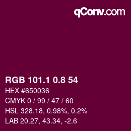 カラーコード: RGB 101.1 0.8 54 | qconv.com