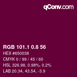 カラーコード: RGB 101.1 0.8 56 | qconv.com