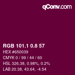 カラーコード: RGB 101.1 0.8 57 | qconv.com