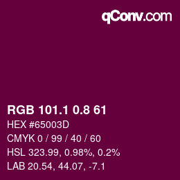 カラーコード: RGB 101.1 0.8 61 | qconv.com