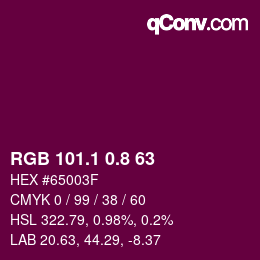 カラーコード: RGB 101.1 0.8 63 | qconv.com