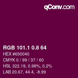 カラーコード: RGB 101.1 0.8 64 | qconv.com