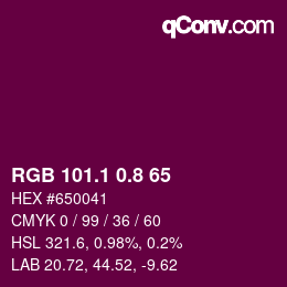 カラーコード: RGB 101.1 0.8 65 | qconv.com