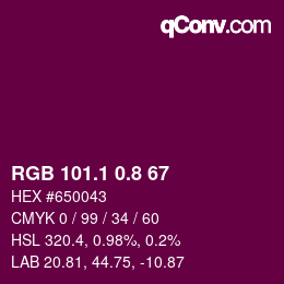カラーコード: RGB 101.1 0.8 67 | qconv.com