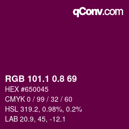 カラーコード: RGB 101.1 0.8 69 | qconv.com