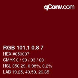 カラーコード: RGB 101.1 0.8 7 | qconv.com