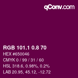 カラーコード: RGB 101.1 0.8 70 | qconv.com