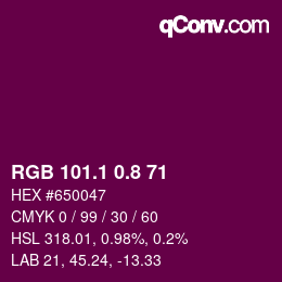 カラーコード: RGB 101.1 0.8 71 | qconv.com