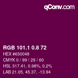 カラーコード: RGB 101.1 0.8 72 | qconv.com