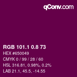 カラーコード: RGB 101.1 0.8 73 | qconv.com