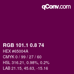 カラーコード: RGB 101.1 0.8 74 | qconv.com