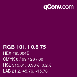 カラーコード: RGB 101.1 0.8 75 | qconv.com