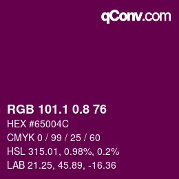 カラーコード: RGB 101.1 0.8 76 | qconv.com