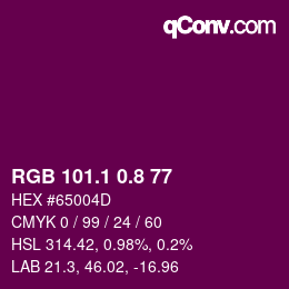 カラーコード: RGB 101.1 0.8 77 | qconv.com