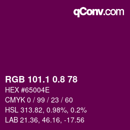 カラーコード: RGB 101.1 0.8 78 | qconv.com