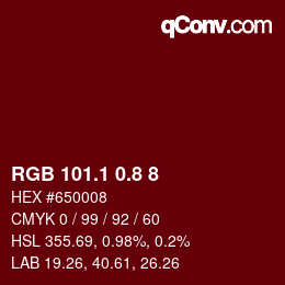 カラーコード: RGB 101.1 0.8 8 | qconv.com