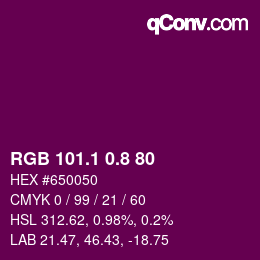 カラーコード: RGB 101.1 0.8 80 | qconv.com