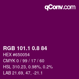 カラーコード: RGB 101.1 0.8 84 | qconv.com