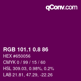 カラーコード: RGB 101.1 0.8 86 | qconv.com