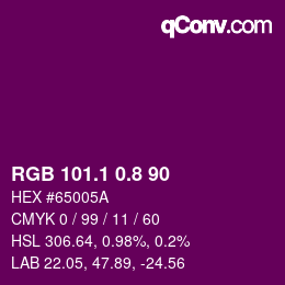 カラーコード: RGB 101.1 0.8 90 | qconv.com