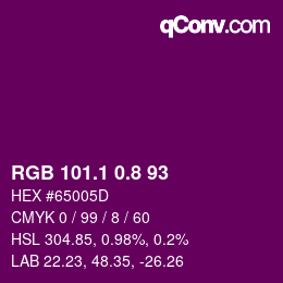 カラーコード: RGB 101.1 0.8 93 | qconv.com
