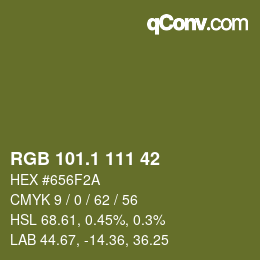 カラーコード: RGB 101.1 111 42 | qconv.com